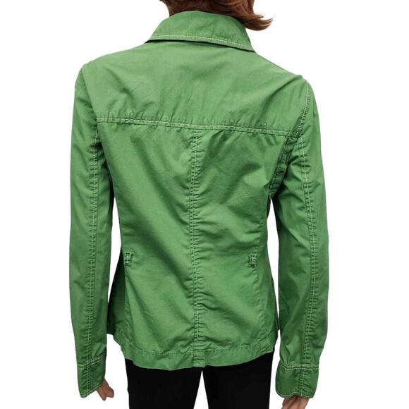 Ann Taylor LOFT Jacket Safari Utility Style Sz 8 Green Snap Closure Vintage y2k - Picture 8 of 12